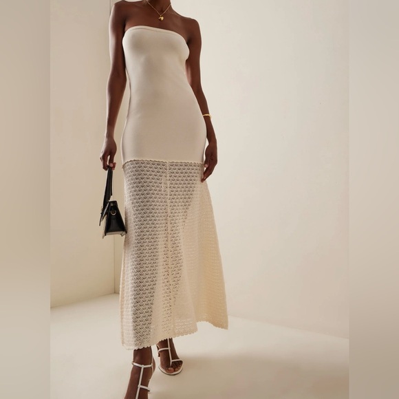 Posse Dresses & Skirts - POSSE Cream Lace Maxi Dress